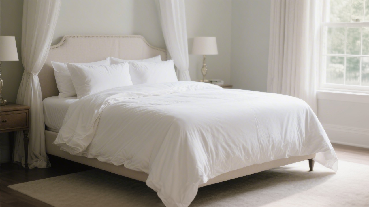Queen comforter with proper drape on a queen bed
