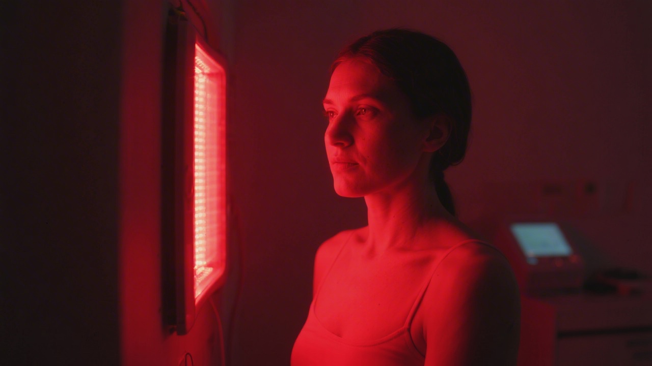 Red light therapy panel at 660nm used for sleep quality improvement