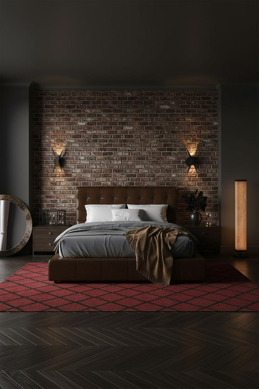 Romantic Goth Bedroom Exposed Brick