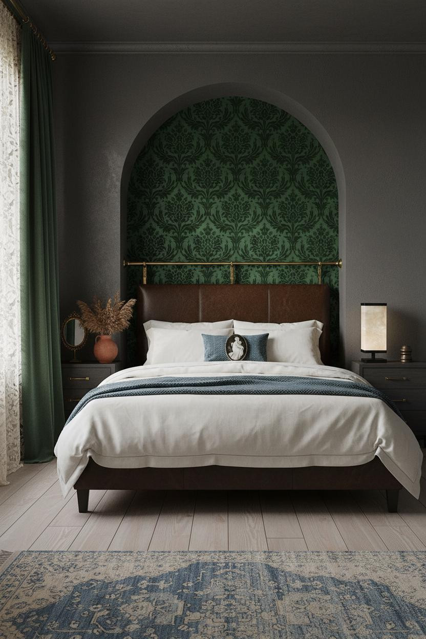 Romantic Goth Bedroom Forest Green Velvet