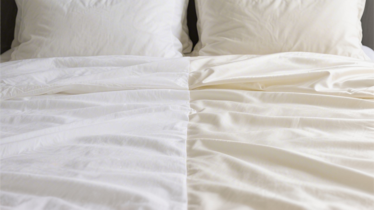 Percale vs sateen sheet fabric comparison on a bed