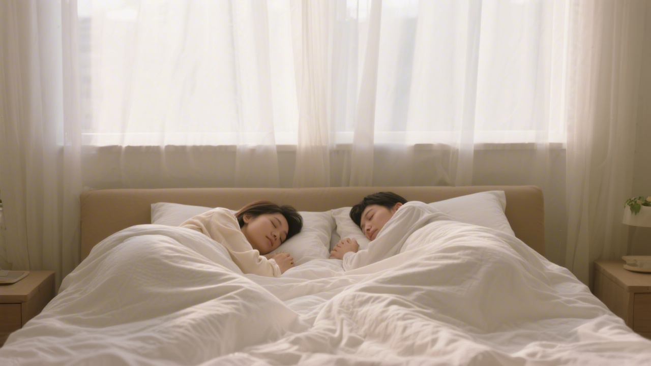 Couple sharing a bed — sleep quality research
