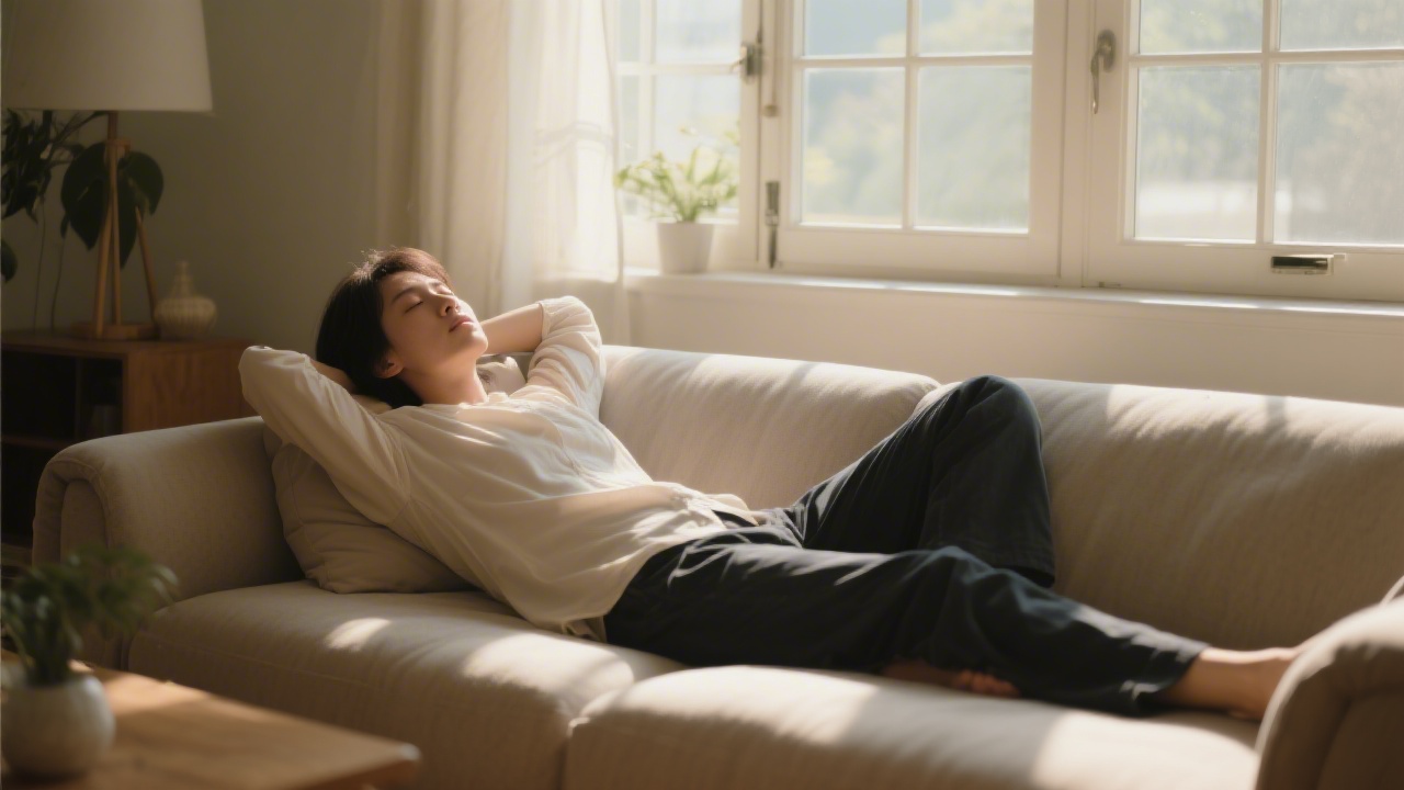 Person napping on sofa in afternoon light representing daily napping research