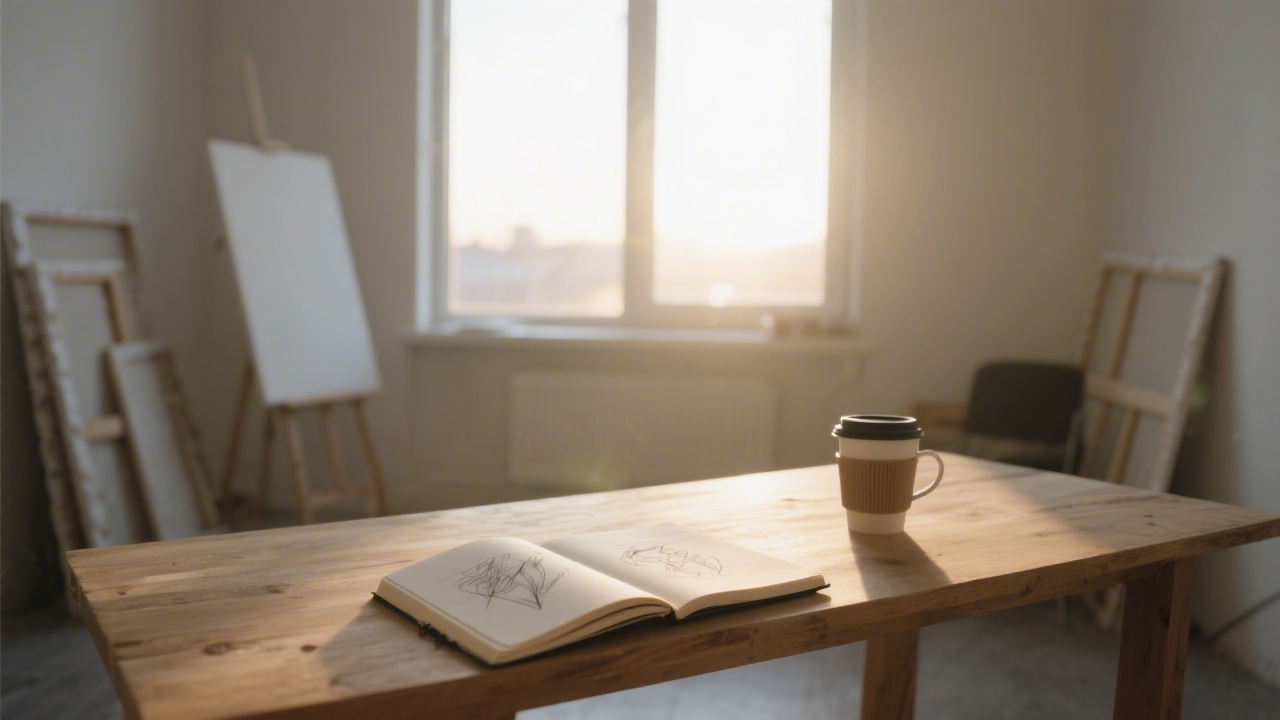 Creative studio at dawn representing how sleep boosts creative work