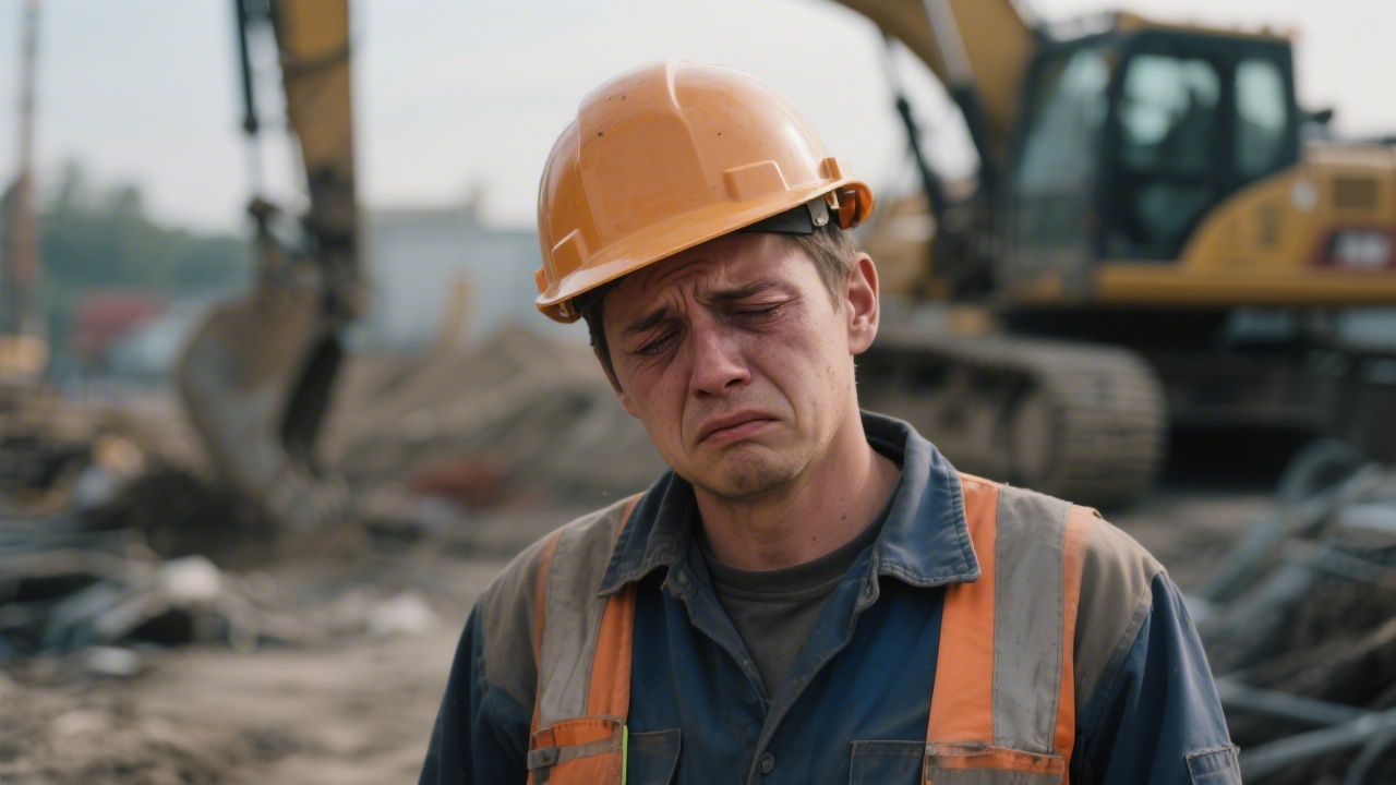 Fatigued construction worker on job site illustrating workplace sleep deprivation safety risk