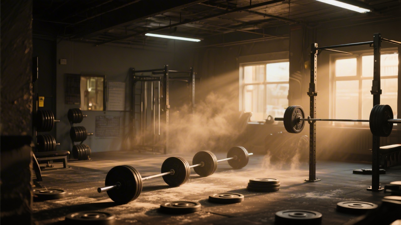Weight room barbells representing weightlifter sleep and recovery needs