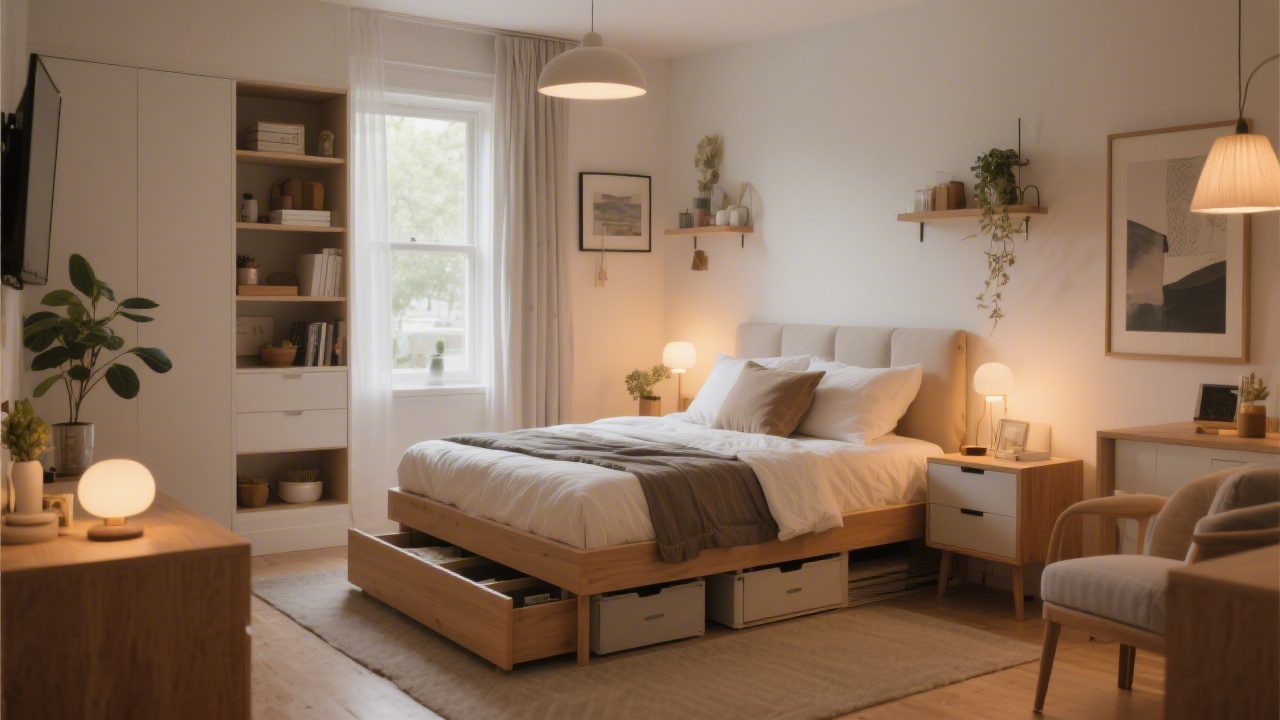 Small bedroom with smart mattress size choice and space-saving layout