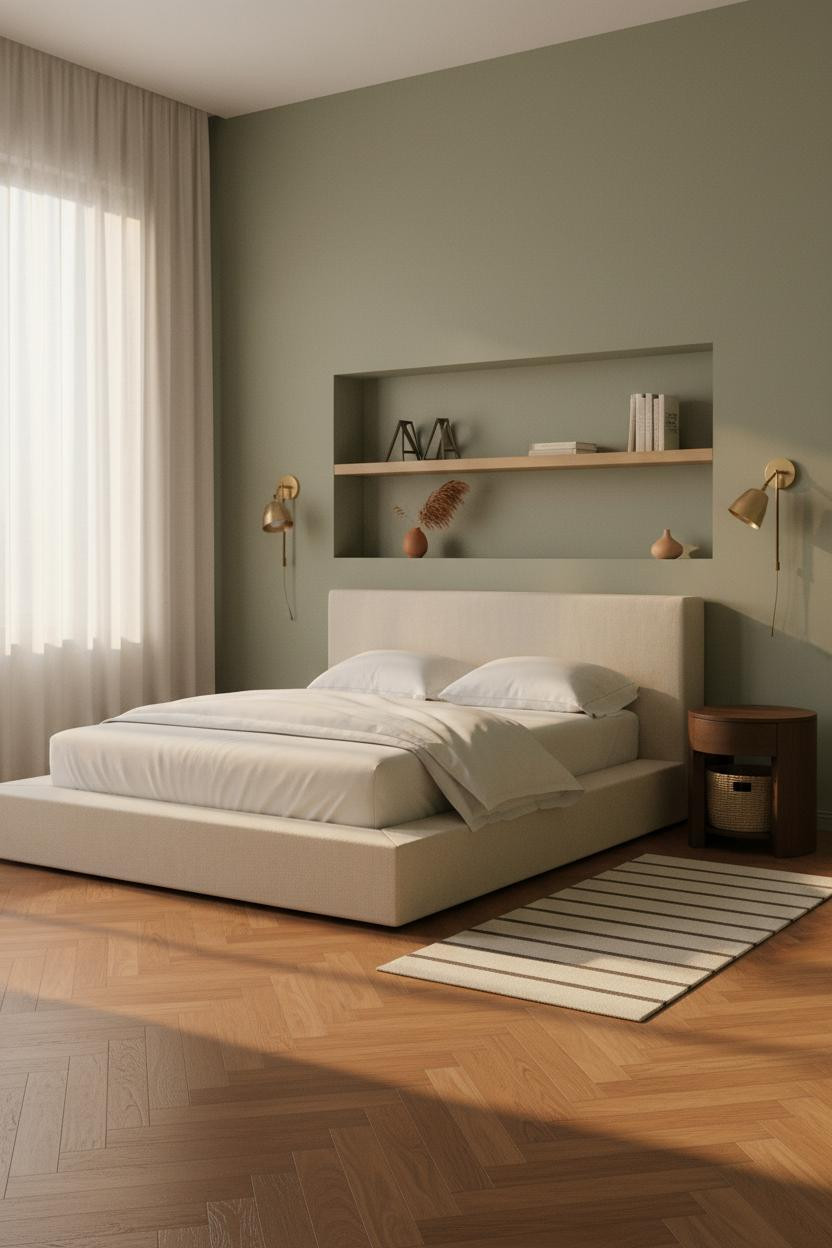 Small Guest Bedroom Daybed Floating Shelves