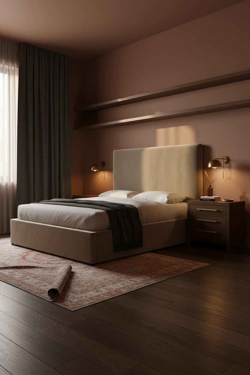 Small Guest Bedroom Daybed Walnut Shelf