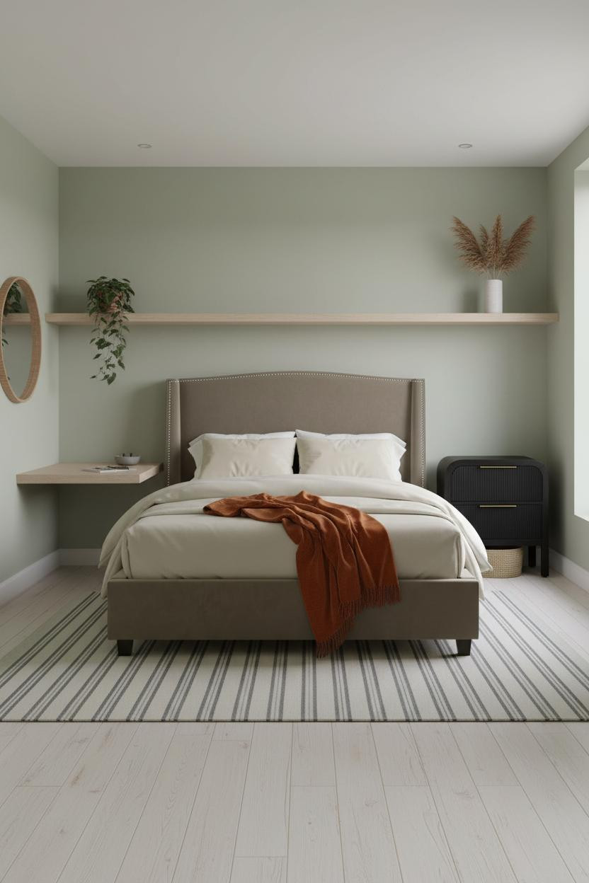 Small Studio Apartment Bedroom Floating Shelf