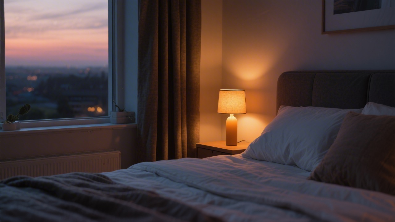 Smart lights for sleep warm amber bedroom setup