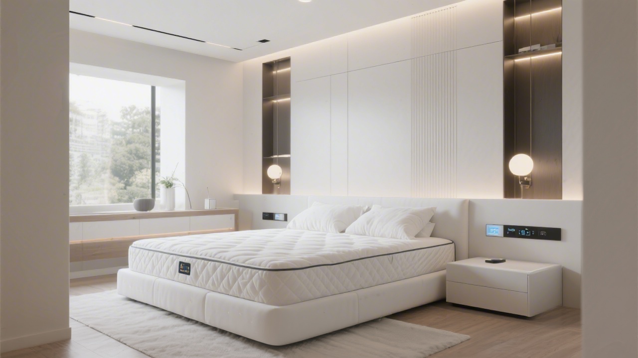 Smart mattress in modern bedroom with technology integration