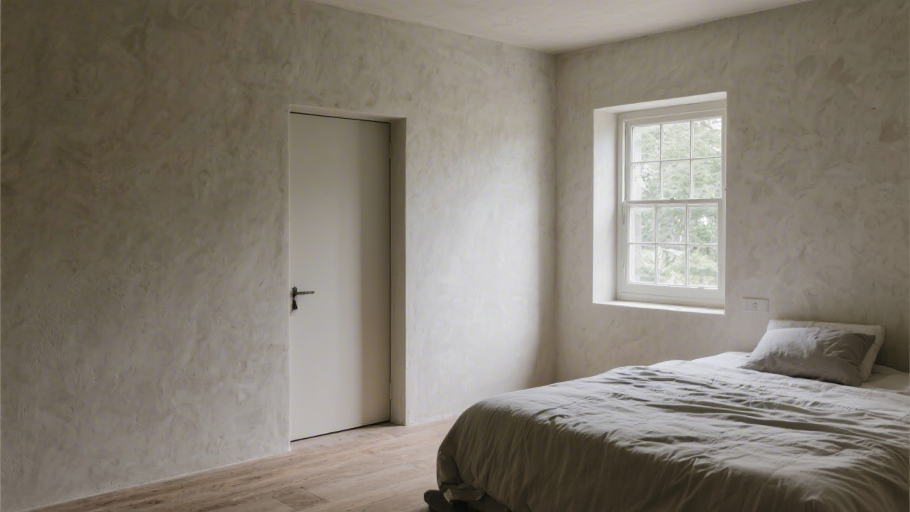 Bedroom with thick insulated walls and sealed door for sound isolation
