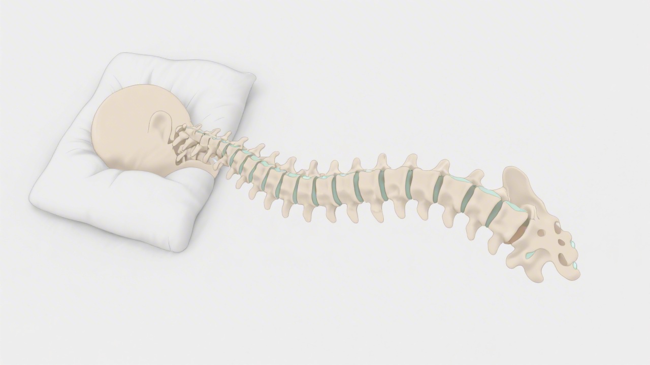 Spinal alignment diagram showing natural S-curve during sleep