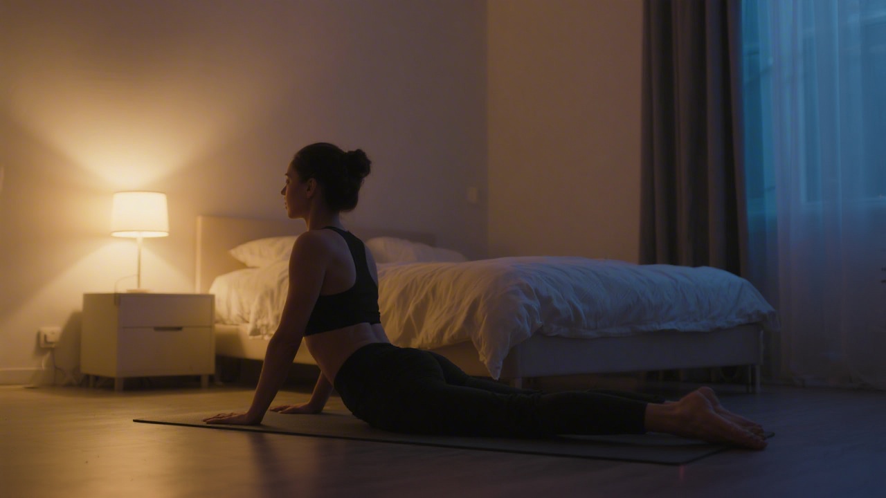 Person stretching before bed for better sleep