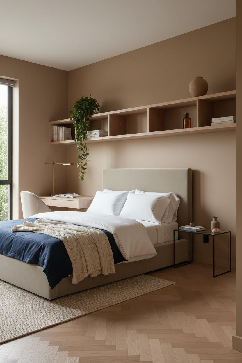 Studio Apartment Design Floating Shelves