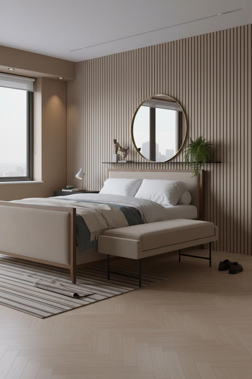 Studio Apartment Design Oak Panels Layout