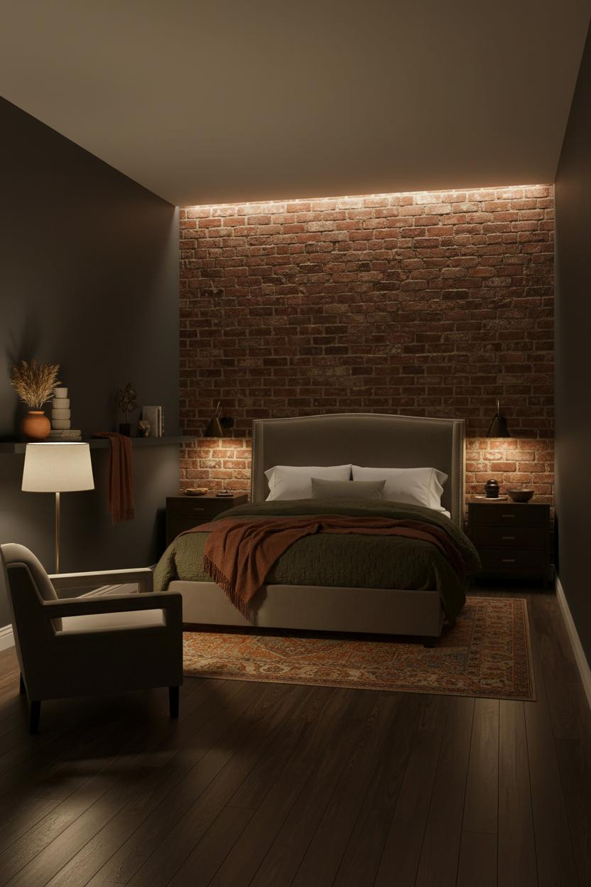 Studio Apartment Layout Exposed Brick Zoned