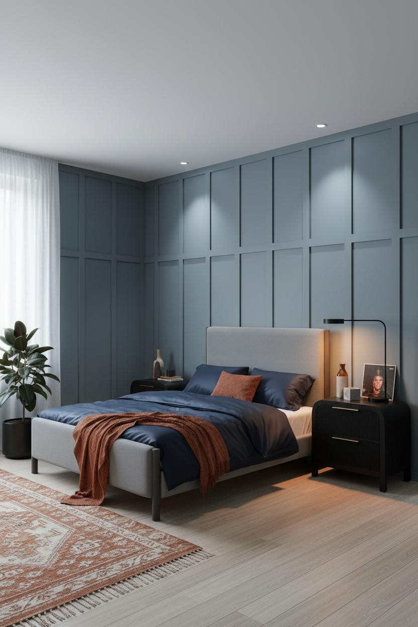 Studio Apartment Men Board Batten Accent Wall