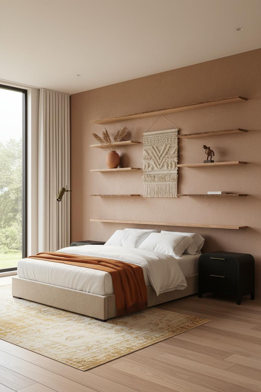 Studio Apartment Men Floating Shelves Modern