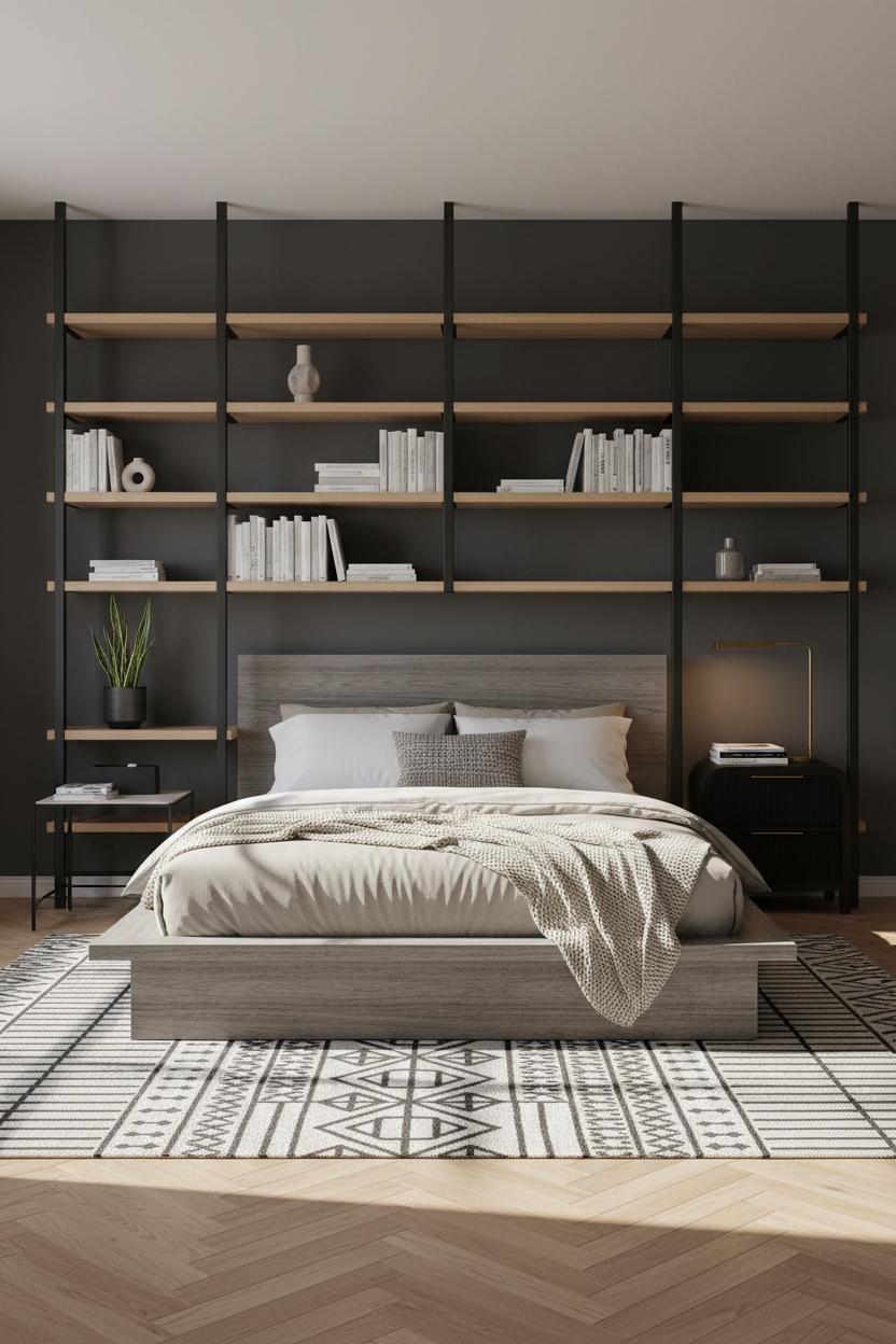Studio Apartment Men Japandi Shelving