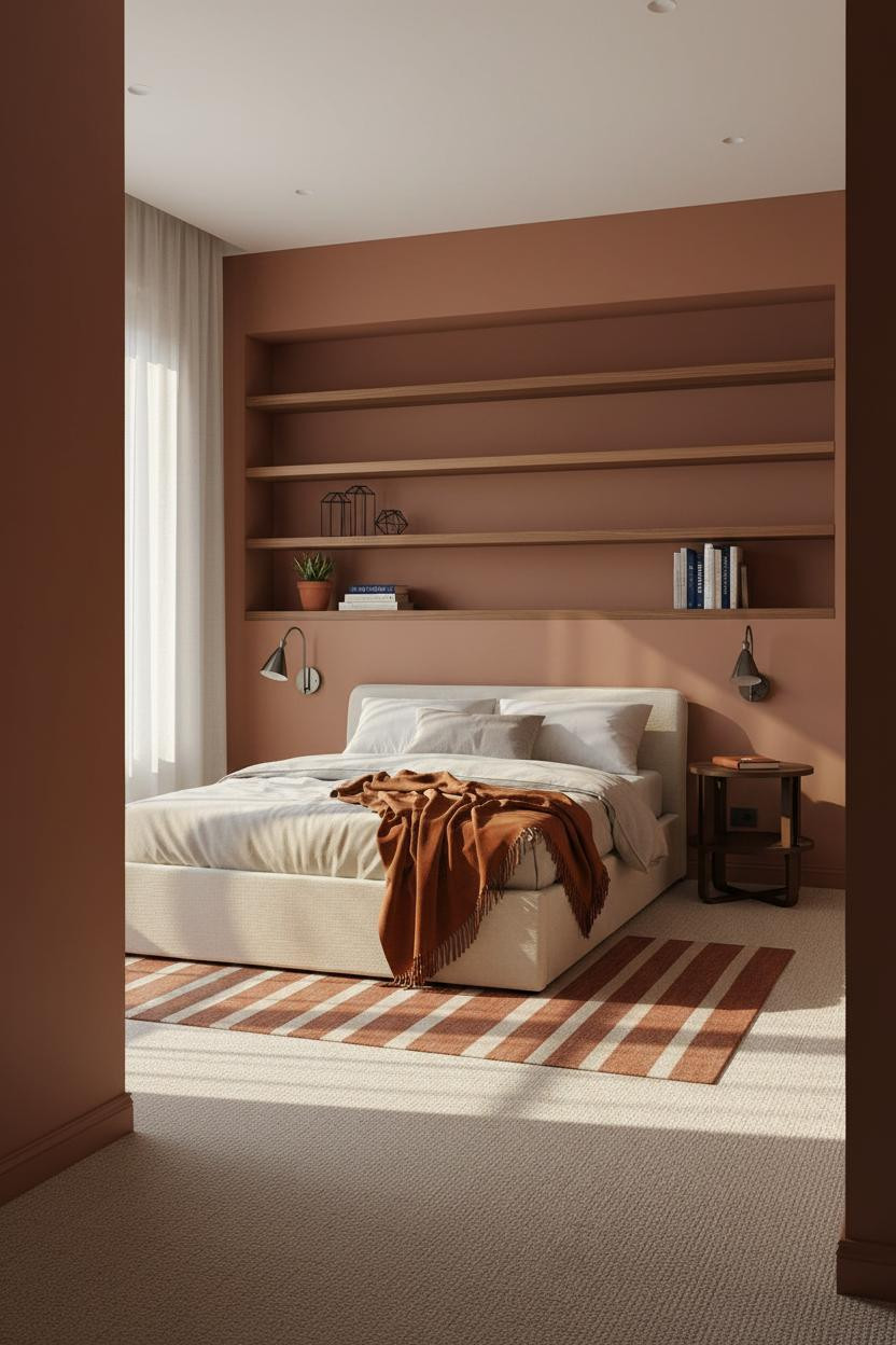 Studio Apartment Men Walnut Shelving