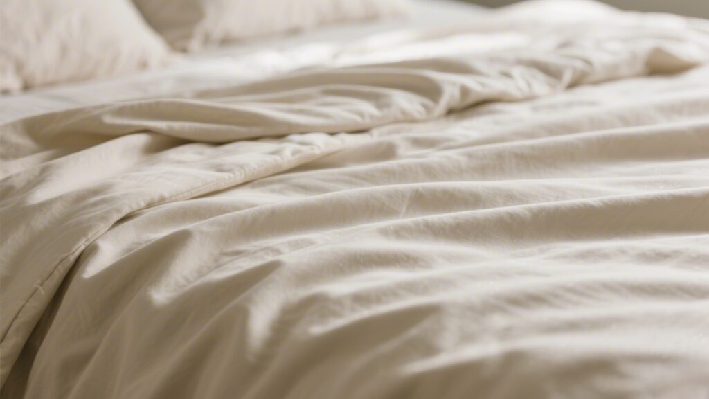 Close-up texture of Tencel lyocell sheets on a bed