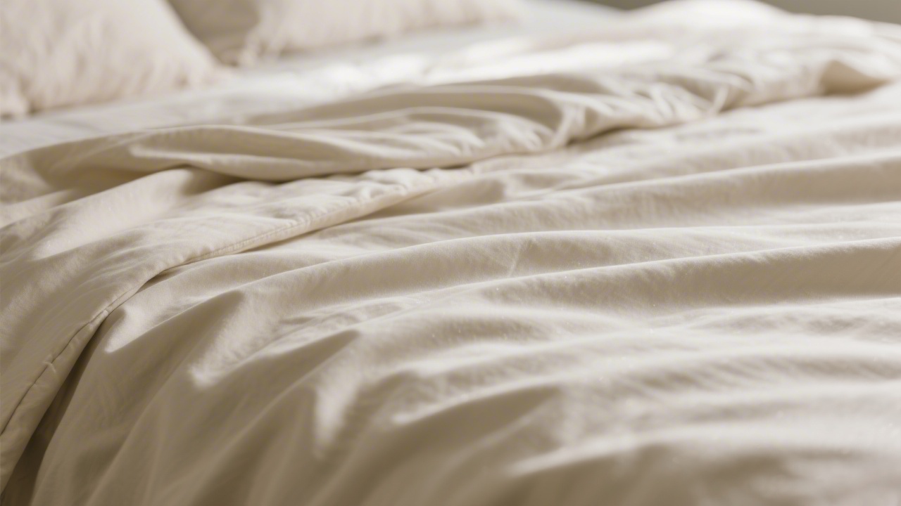 Close-up texture of Tencel lyocell sheets on a bed
