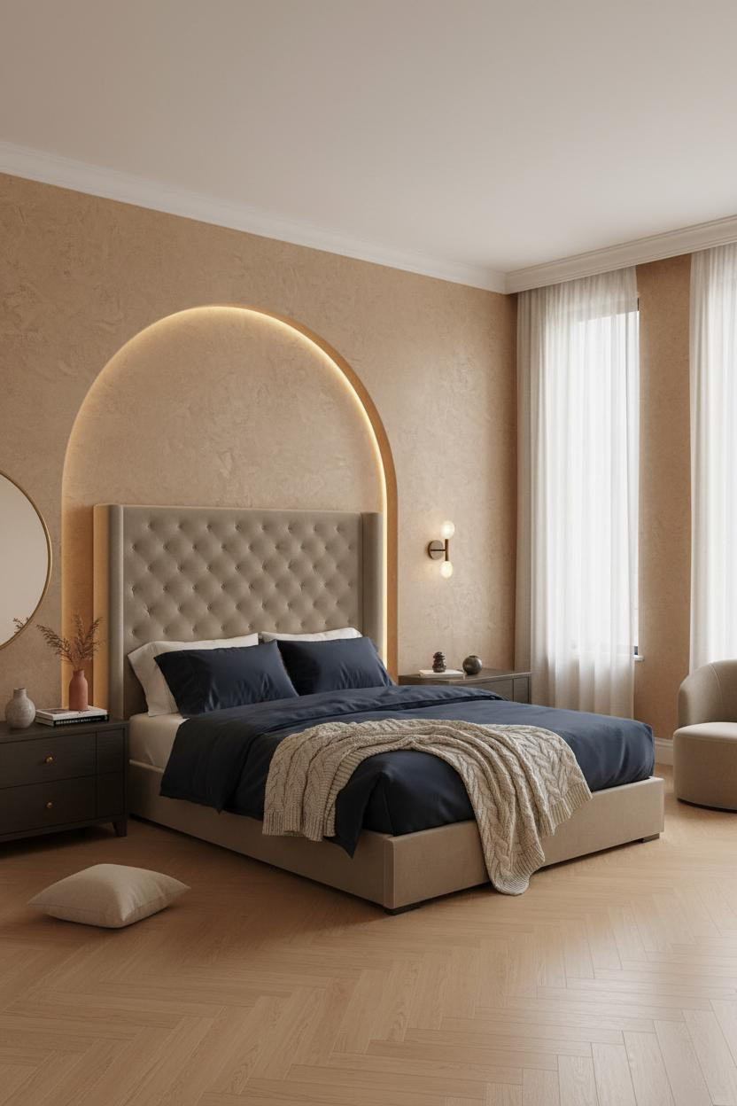 Timeless Bedroom Arched Plaster Niche