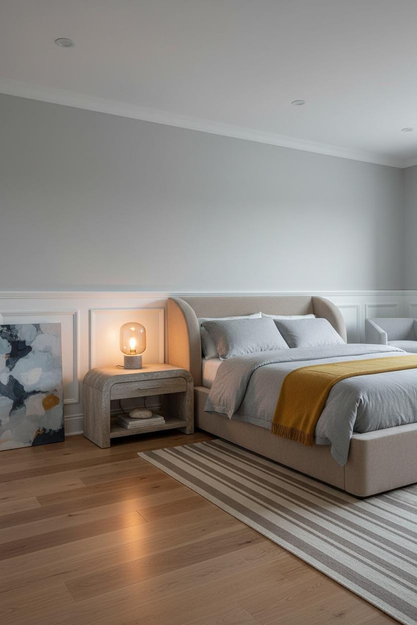 Timeless Bedroom Wainscoting Grey Elegant