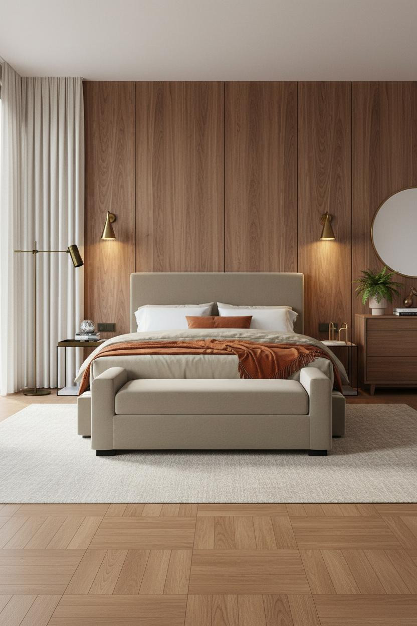 Timeless Bedroom Walnut Paneling Elegant