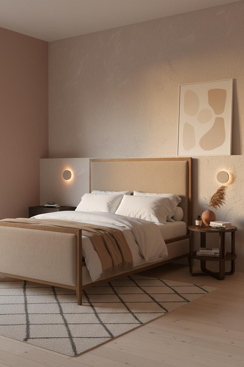 Tiny Guest Bedroom Japandi Plaster Accent