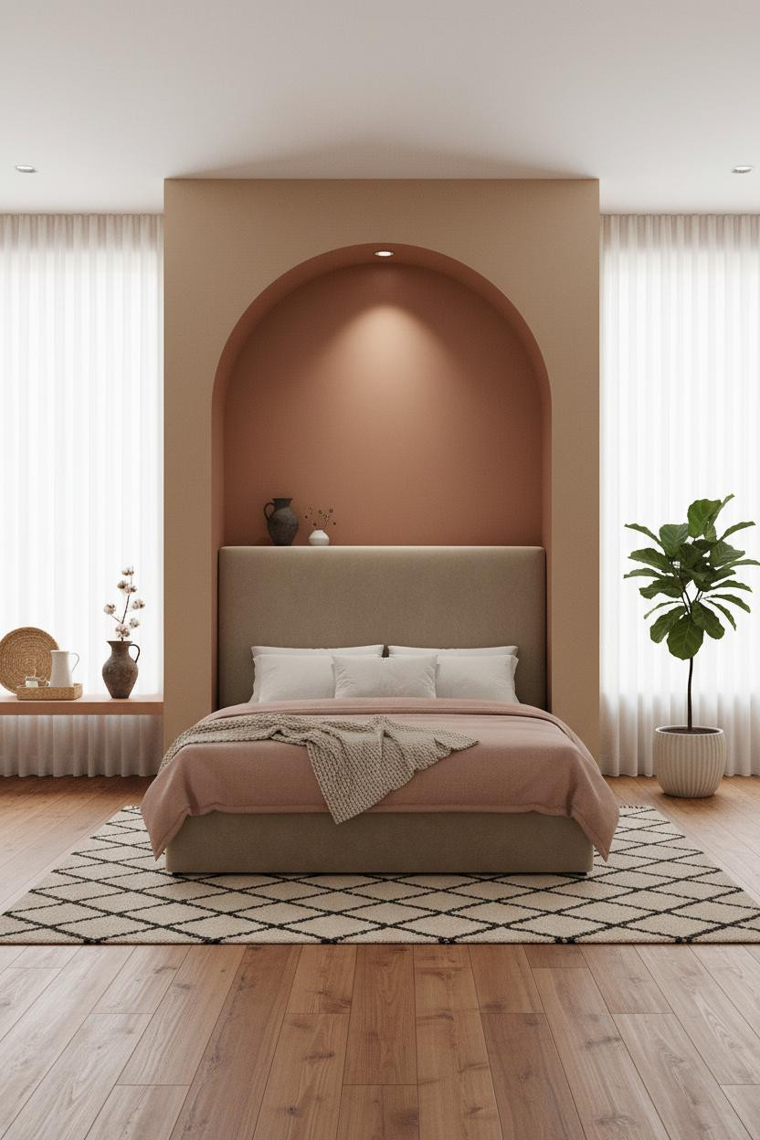 Transitional Bedroom Modern European Arched Alcove