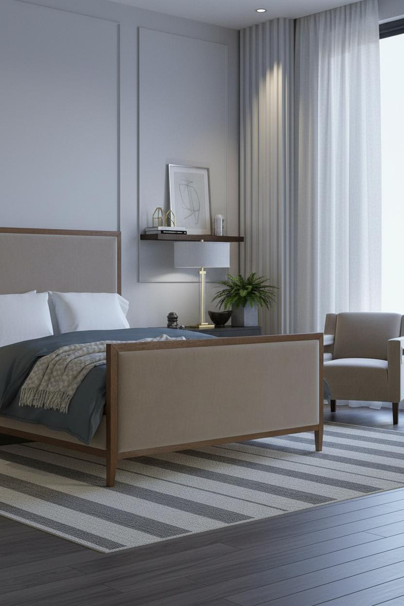 Transitional Bedroom Modern European Fluted Columns