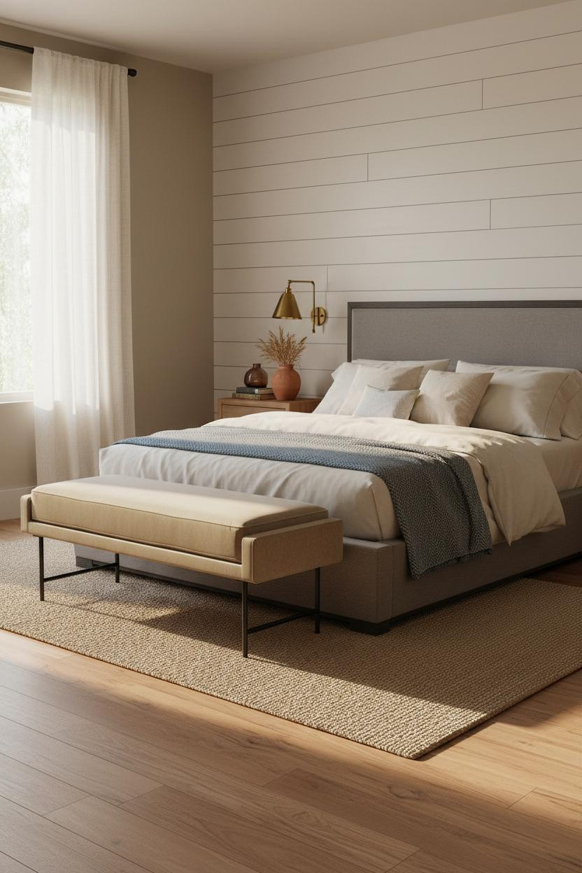 Transitional Bedroom Modern European Shiplap