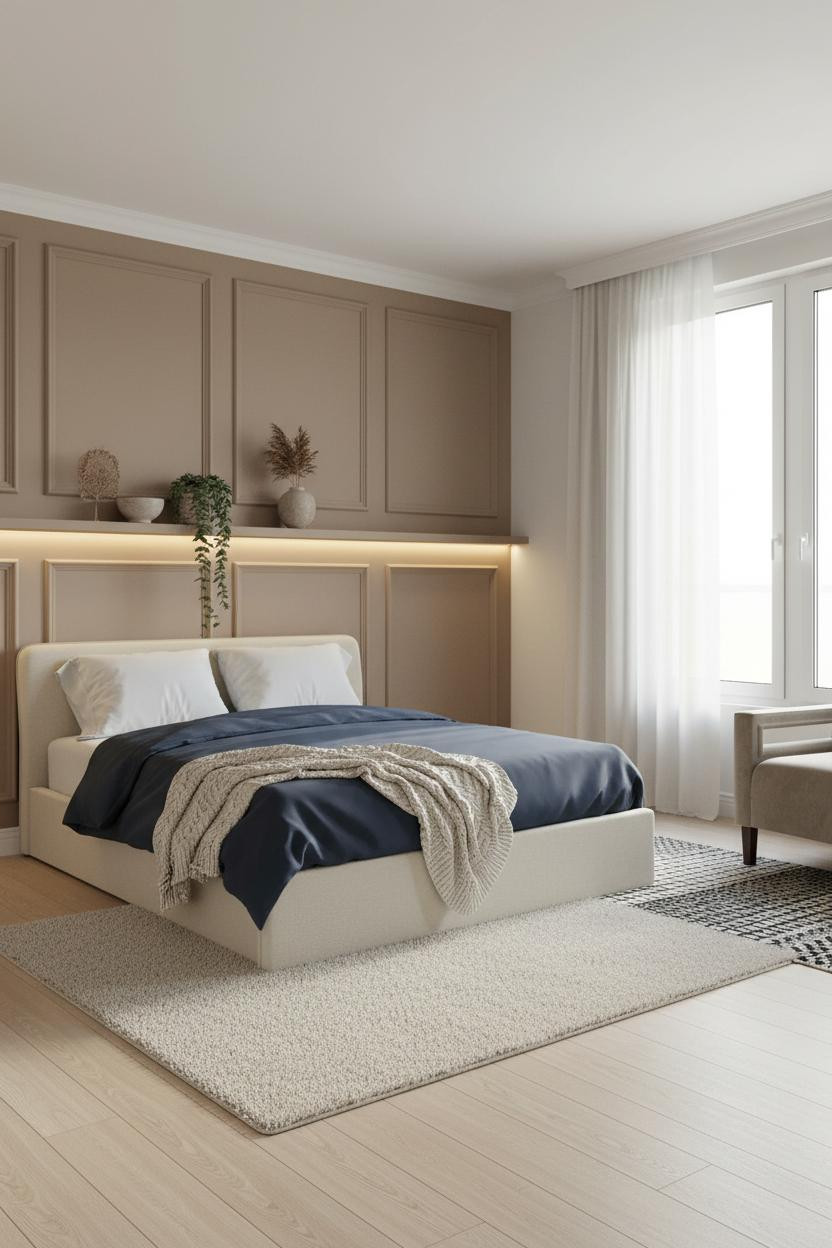 Transitional Bedroom Modern European Wainscoting