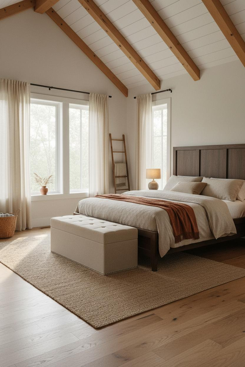 Vaulted Ceiling Bedroom Master Suite Exposed Beams