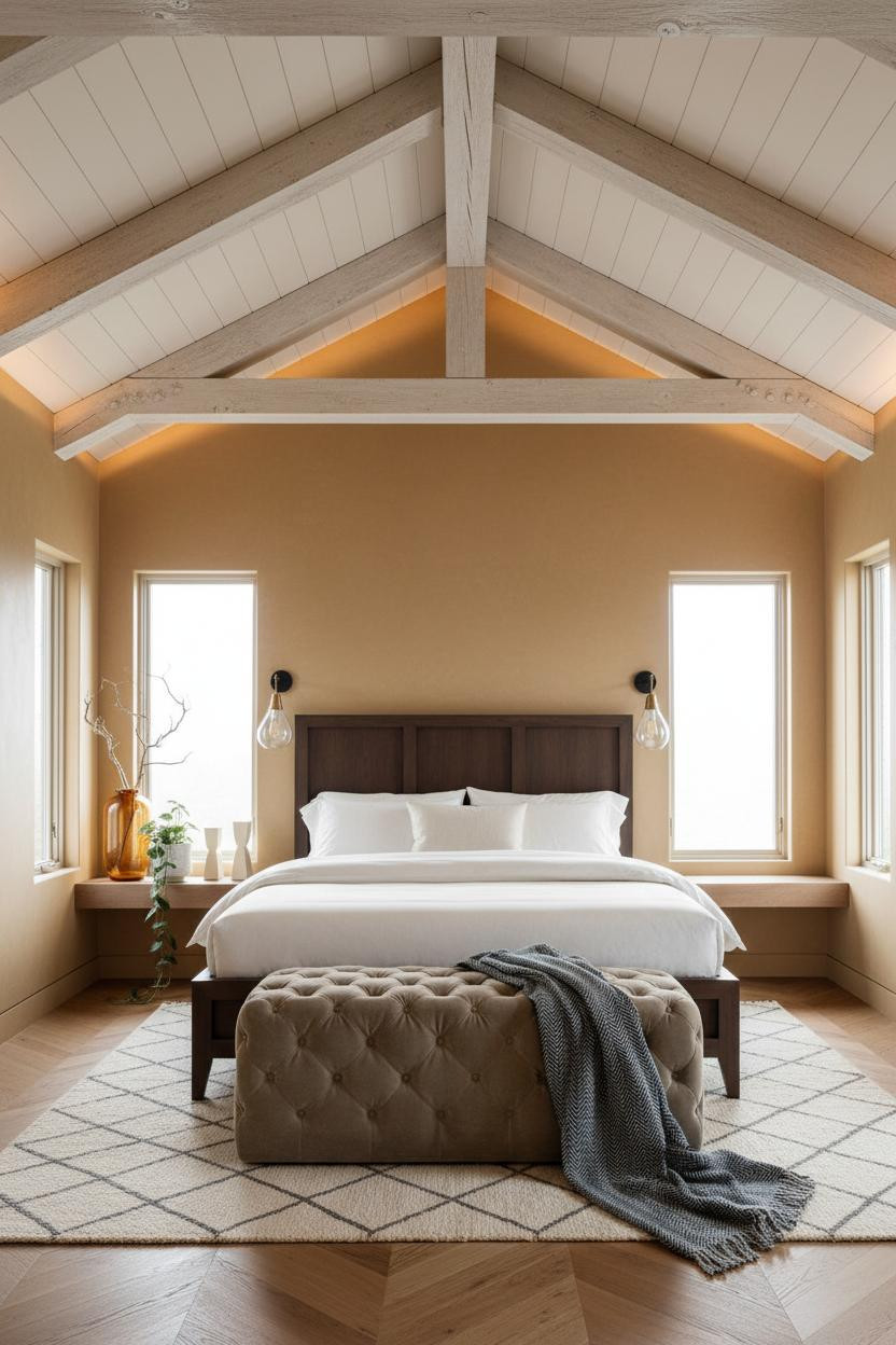 Vaulted Ceiling Bedroom Master Suite Farmhouse