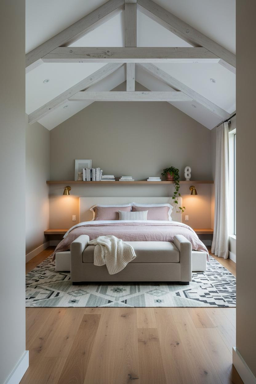 Vaulted Ceiling Bedroom Master Suite Modern Farmhouse