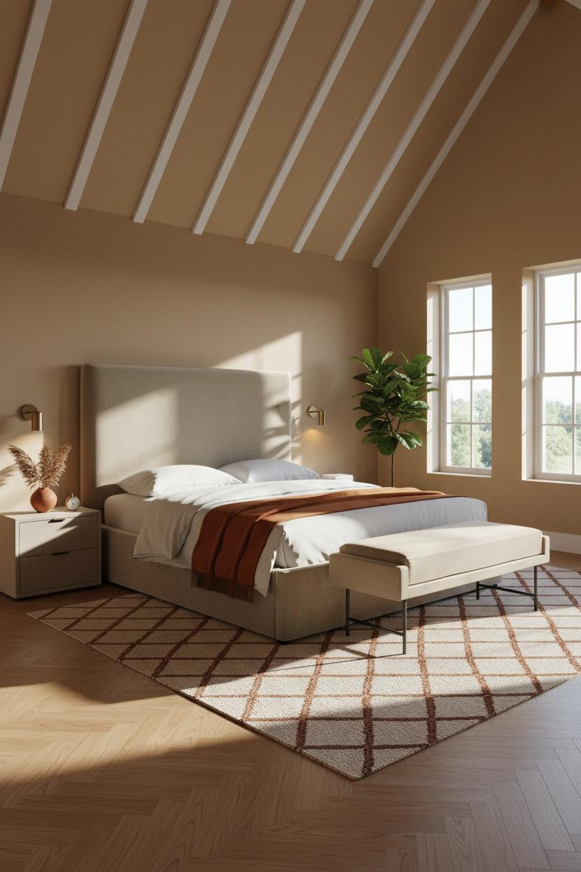 Vaulted Ceiling Bedroom Master Suite Modern Farmhouse