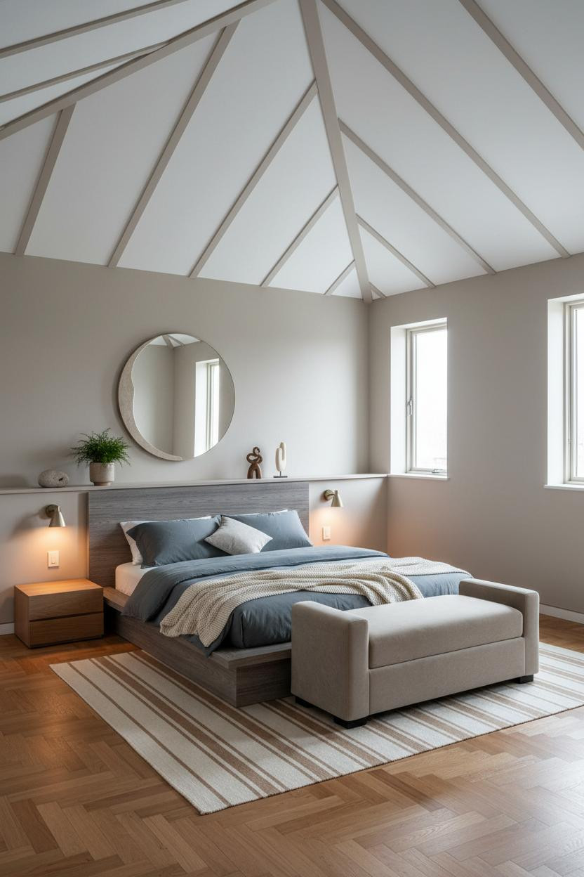 Vaulted Ceiling Bedroom Master Suite Modern Farmhouse