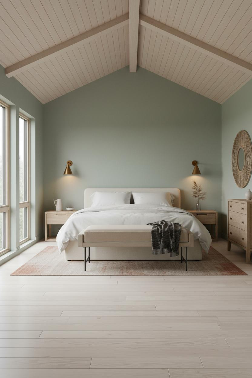 Vaulted Ceiling Master Bedroom Modern Farmhouse