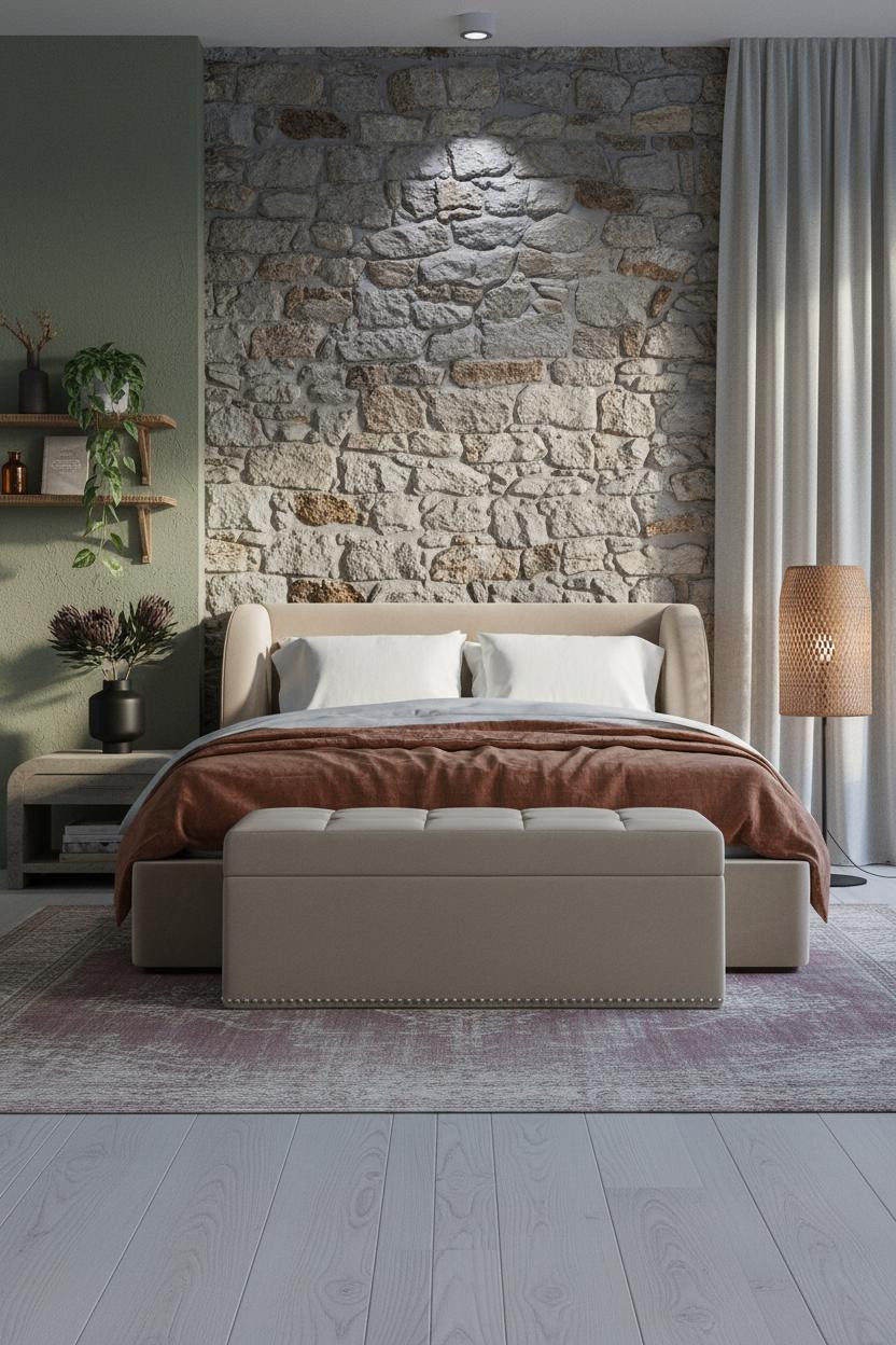 Vintage Boho Bedroom Stone Accent