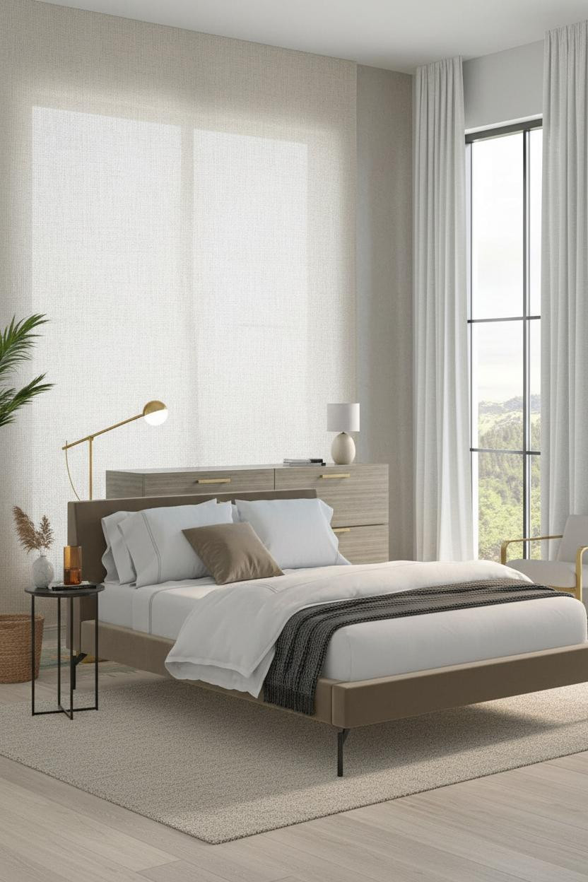 Warm Grey Bedroom Coastal Modern Greige