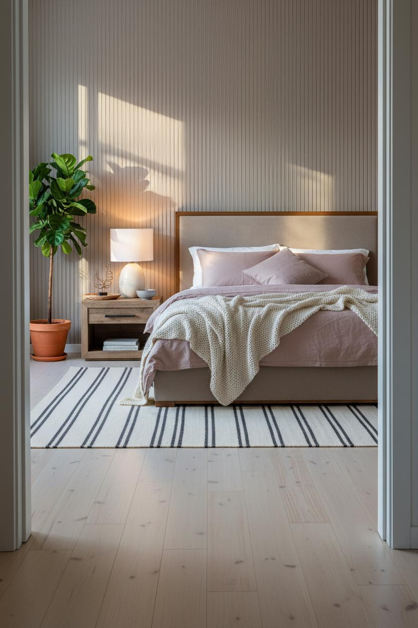 Warm Grey Bedroom Greige Fluted Walls