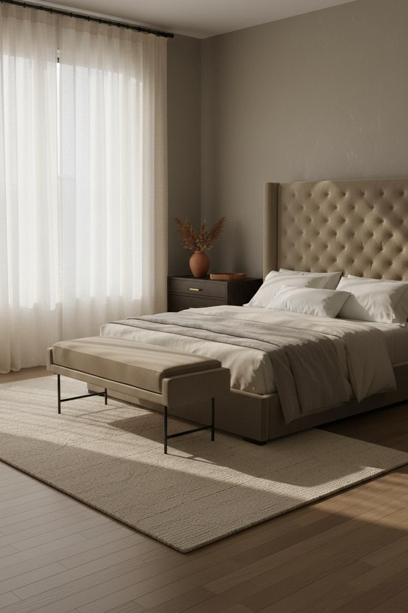 Warm Grey Bedroom Neutral Curtains