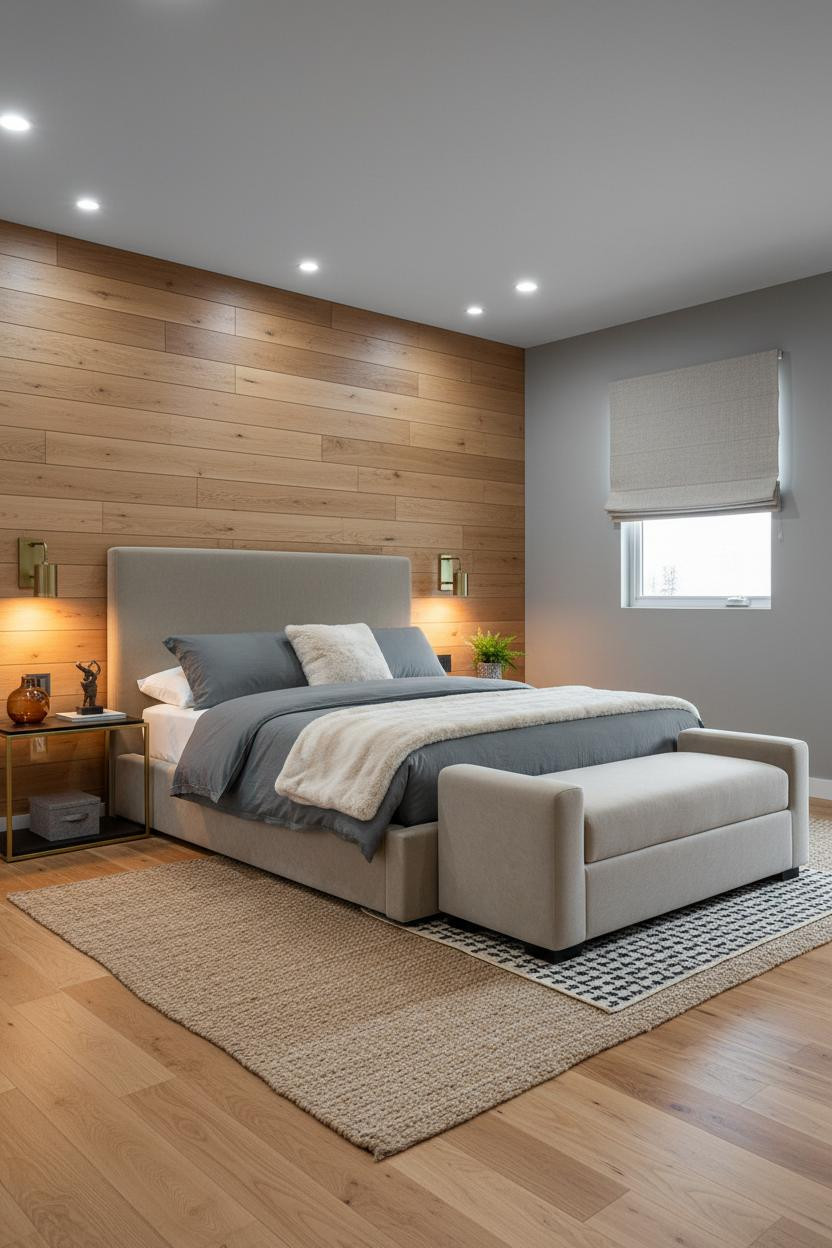 Warm Grey Bedroom Oak Shiplap Taupe