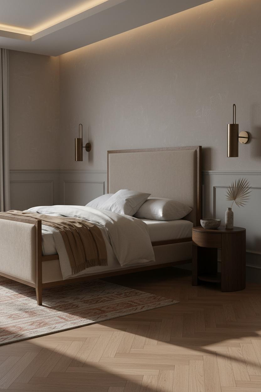 Warm Grey Bedroom Wainscoting Taupe