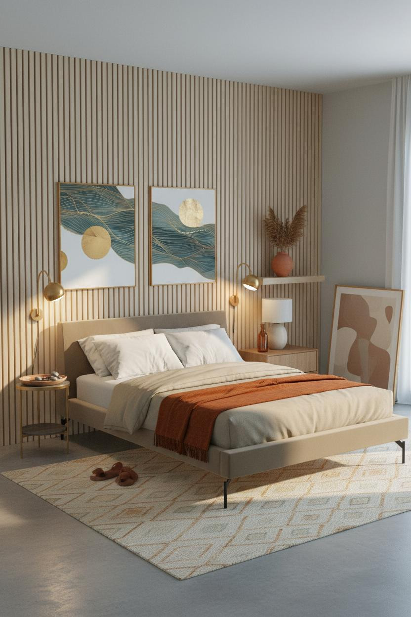 Warm Neutral Attic Bedroom MCM Design