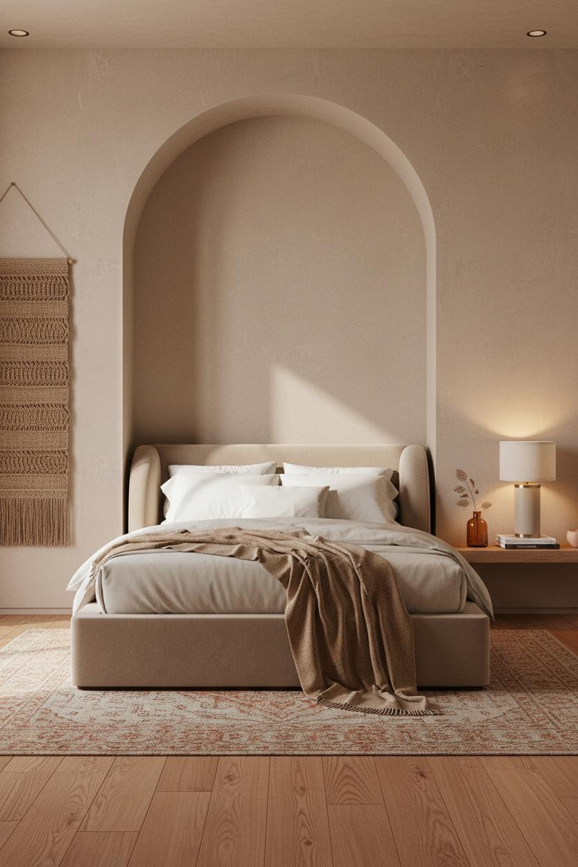 Warm Neutral Bedroom Attic Arched Alcove
